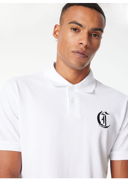Beyaz Erkek Slim Fit Polo T-Shirt 76OAGG17
