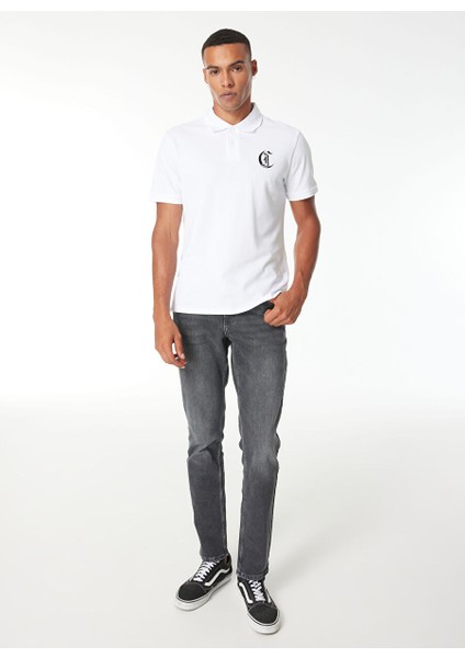 Beyaz Erkek Slim Fit Polo T-Shirt 76OAGG17 modelleri