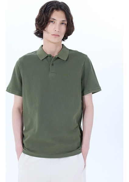 Haki Erkek Relaxed %100 Pamuk Polo T-Shirt J4SM-TST7232 modelleri