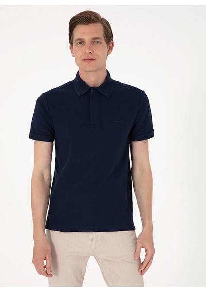 Lacivert Erkek Slim Fit Polo T-Shirt Parıs