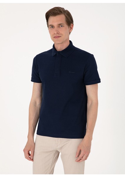Lacivert Erkek Slim Fit Polo T-Shirt Parıs modelleri