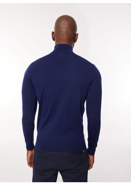 Yarım Balıkçı Yaka Slim Fit Koyu Mavi Erkek Kazak A274A07EMP-