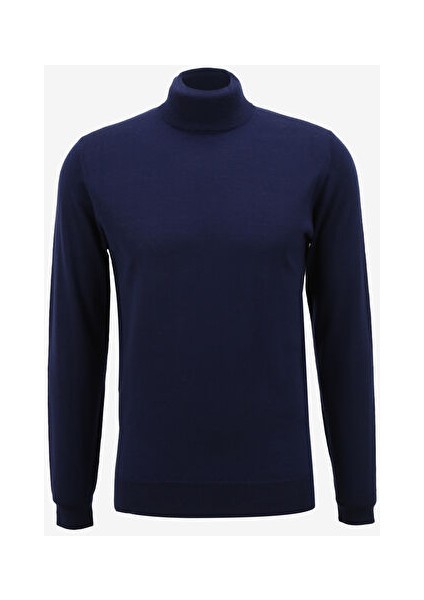 Yarım Balıkçı Yaka Slim Fit Koyu Mavi Erkek Kazak A274A07EMP-