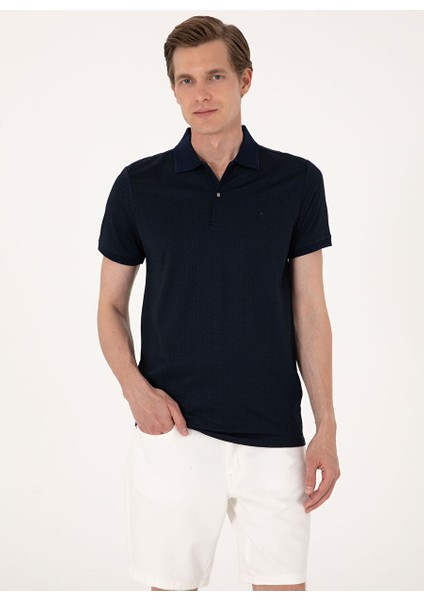 Lacivert Erkek Slim Fit Polo T-Shirt Belton