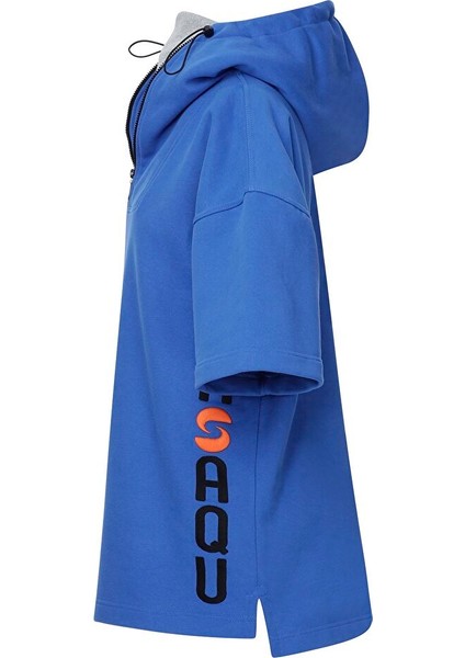 Emuq Kapüşonlu ve Maskeli Sweat - Kobalt