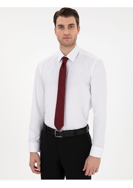 Beyaz Regular Fit Uzun Kollu Basic Gömlek