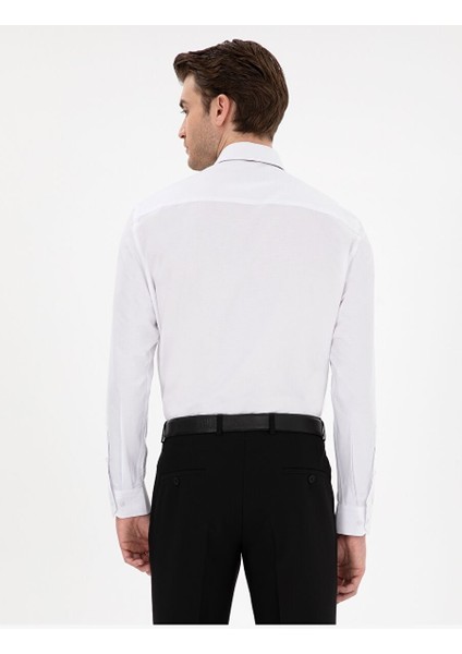 Beyaz Regular Fit Uzun Kollu Basic Gömlek