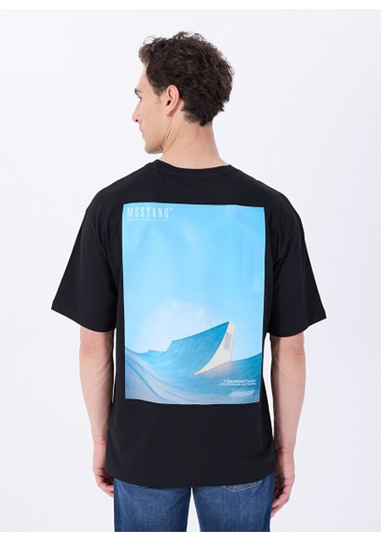 Siyah Erkek Loose Fit Baskılı T-Shirt M5SM-TST1441