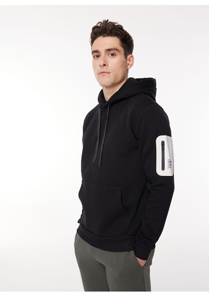 Kapüşon Yaka Siyah - Beyaz Erkek Sweatshırt Hew G511 Repocket_repocket Regular