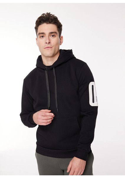 Kapüşon Yaka Siyah - Beyaz Erkek Sweatshırt Hew G511 Repocket_repocket Regular