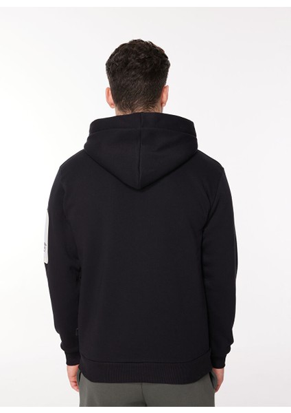 Kapüşon Yaka Siyah - Beyaz Erkek Sweatshırt Hew G511 Repocket_repocket Regular