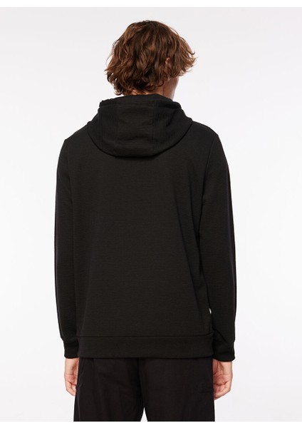 Siyah Erkek Kapüşon Yaka Basic Sweatshirt D3WM-SWT27