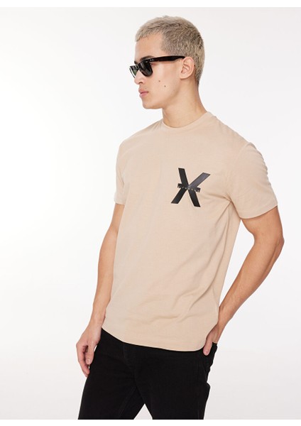 Bisiklet Yaka Bej Erkek T-Shirt UMA23140TS