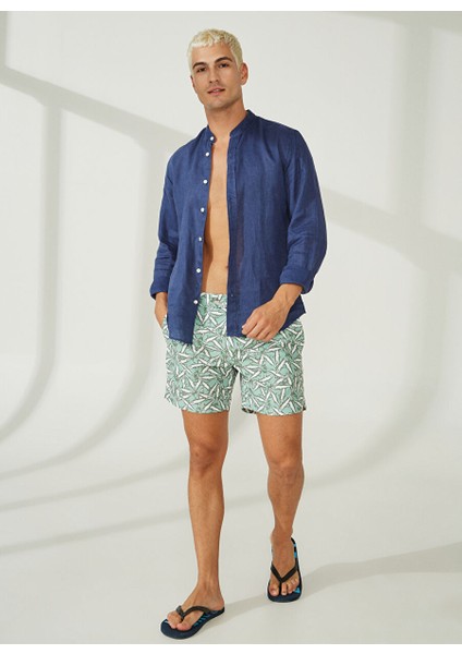 Yeşil Erkek Slim Fit Şort Mr Porto Fino