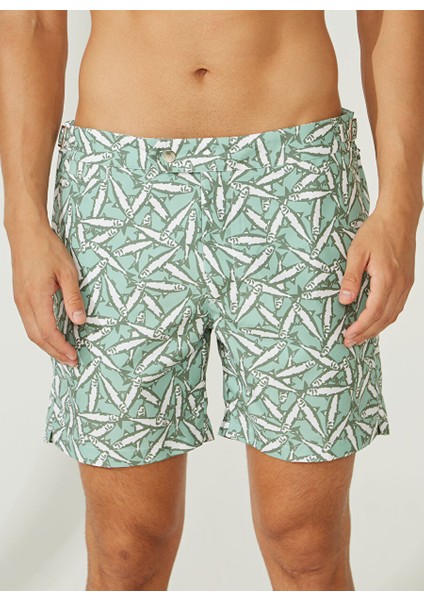 Yeşil Erkek Slim Fit Şort Mr Porto Fino