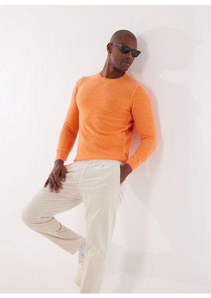 Bisiklet Yaka Slim Fit Kiremit Erkek Kazak A274S36COLD-