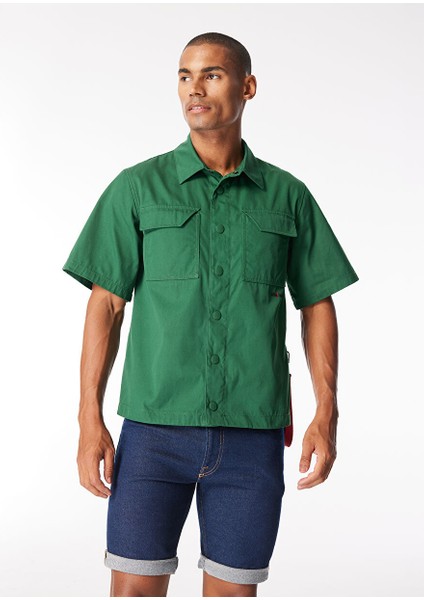 Yeşil Erkek Gömlek Normal Gömlek AKLAVIKPC046-_CAMICIA Uomo