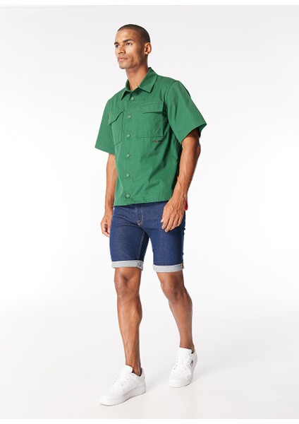 Yeşil Erkek Gömlek Normal Gömlek AKLAVIKPC046-_CAMICIA Uomo