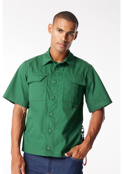 Yeşil Erkek Gömlek Normal Gömlek AKLAVIKPC046-_CAMICIA Uomo