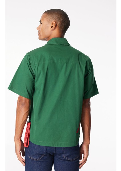 Yeşil Erkek Gömlek Normal Gömlek AKLAVIKPC046-_CAMICIA Uomo