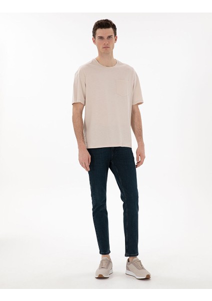Bej Comfort Fit Basic Tişört