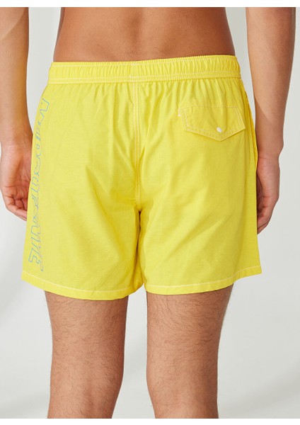 Sarı Erkek Bağlamalı Bel Şort New Swımm Boxer