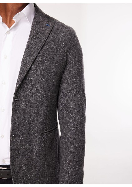 Slim Fit Koyu Gri Erkek Ceket A272ROGER689L064-