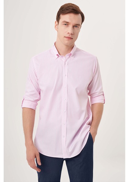 Erkek Regular Fit Spor Gömlek Pembe GM23Y231040_D29