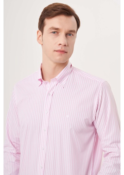 Erkek Regular Fit Spor Gömlek Pembe GM23Y231040_D29