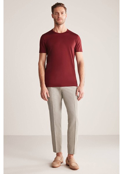 Bisiklet Yaka Bordo Basic T-Shirt indirimleri