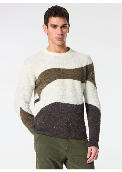 Ekru Erkek Bisiklet Slim Fit Kazak MI2842SS