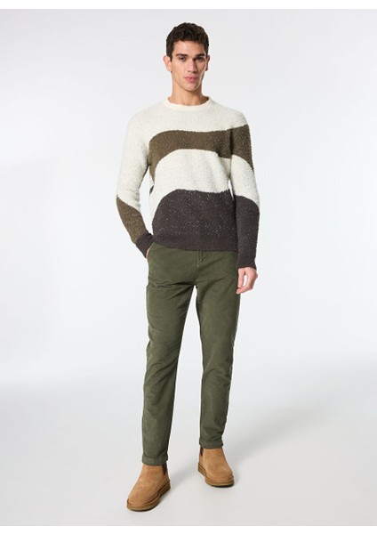 Ekru Erkek Bisiklet Slim Fit Kazak MI2842SS