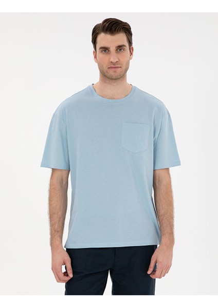 Açık Mavi Comfort Fit Basic Tişört
