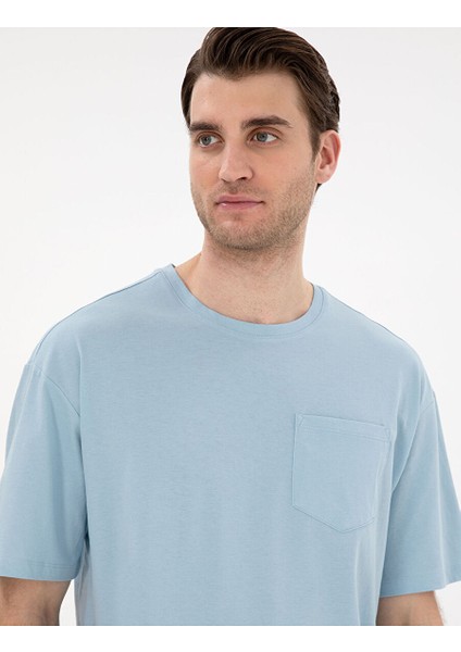 Açık Mavi Comfort Fit Basic Tişört