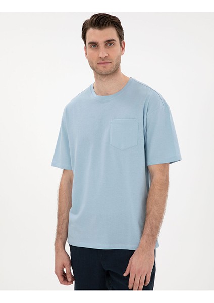 Açık Mavi Comfort Fit Basic Tişört