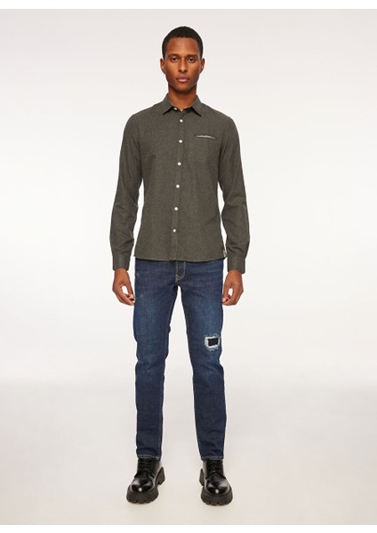 Lacivert Erkek Düz Paça Slim Fit Denim Pantolon FM23W27PD
