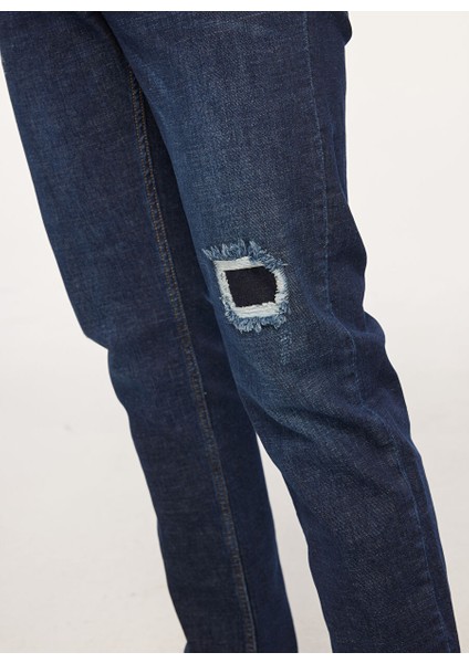 Lacivert Erkek Düz Paça Slim Fit Denim Pantolon FM23W27PD