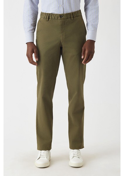 Erkek 4 Cep Lastikli Spor Pantolon Haki PNS22K22229_D49