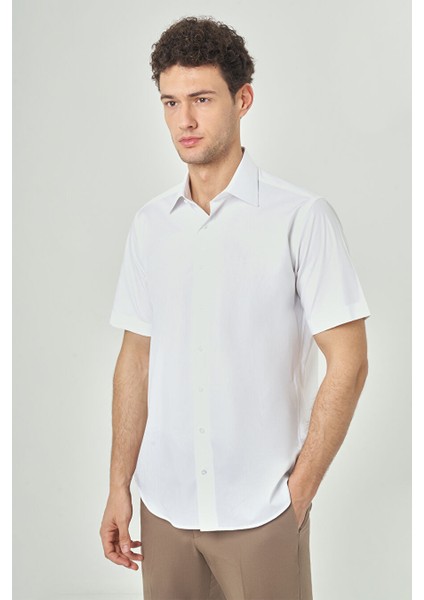 Erkek Regular Fit Kısa Kollu Spor Gömlek Beyaz GM23Y231145_D01
