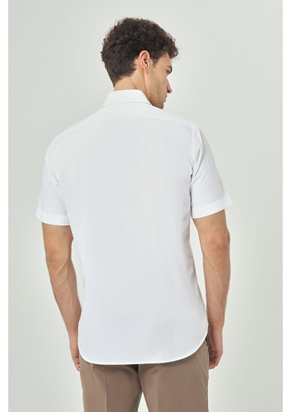 Erkek Regular Fit Kısa Kollu Spor Gömlek Beyaz GM23Y231145_D01