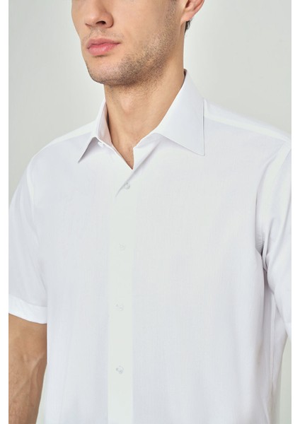 Erkek Regular Fit Kısa Kollu Spor Gömlek Beyaz GM23Y231145_D01