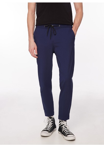 Lastikli Bel Dar Paça Slim Fit Lacivert Erkek Pantolon PSL3_EK80 modelleri