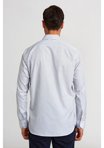 Erkek Regular Fit Çizgili Spor Gömlek Mavi GM23K232014_C35 fiyatları
