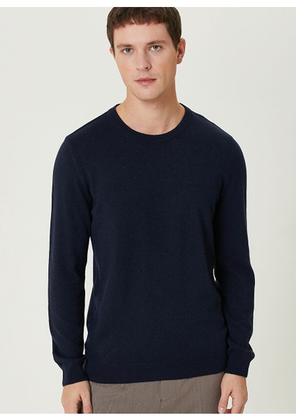 Lacivert Erkek Bisiklet Slim Fit Düz Kazak 1091812