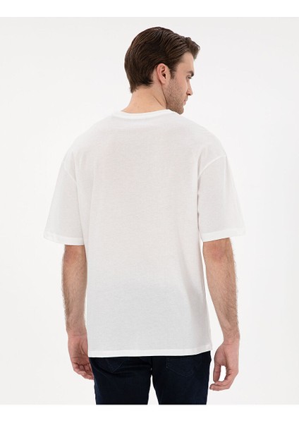 Ekru Comfort Fit Basic Tişört