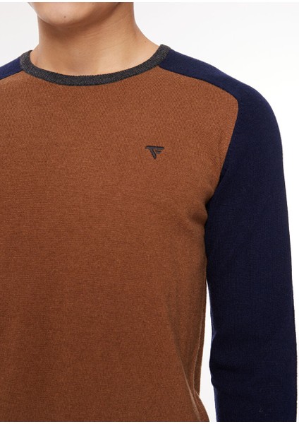 Bisiklet Yaka Slim Fit Deve Tüyü Erkek Kazak FM23W31MG