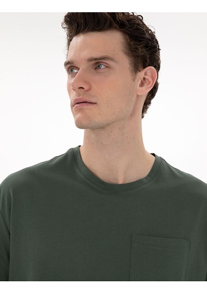 Koyu Yeşil Comfort Fit Basic Tişört