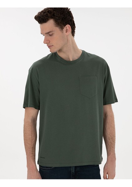 Koyu Yeşil Comfort Fit Basic Tişört