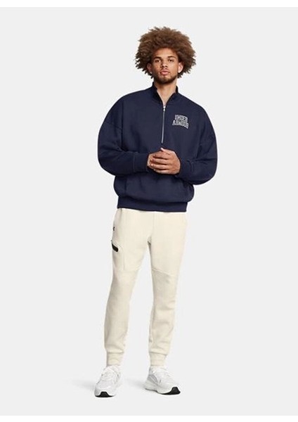Lacivert Erkek Fermuarlı Normal Düz Sweatshirt 1386550-410 Ua Icon Hwt Terry Os 1/