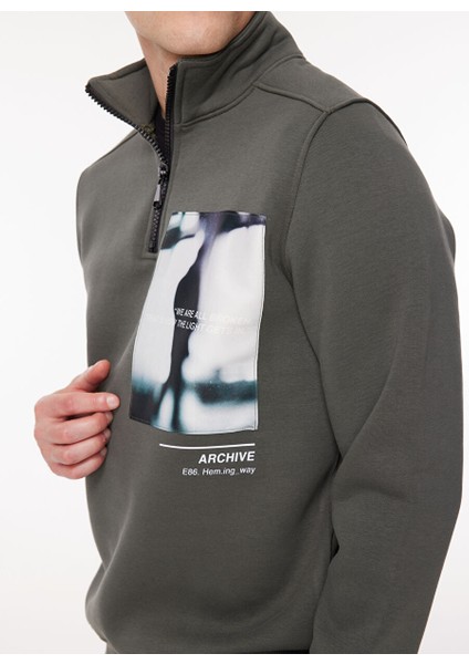 Kapüşon Yaka Haki Erkek Sweatshırt Szw G568 Hem.ıng_archıve Regular